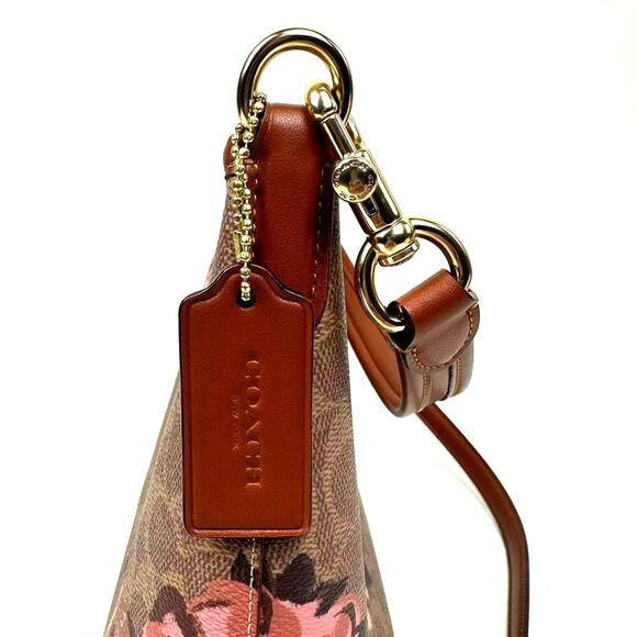 Coach Laurel Shoulder Bag In Signature Canvas Rose Print In Gold/Tan CY729 - Picture 4 of 16